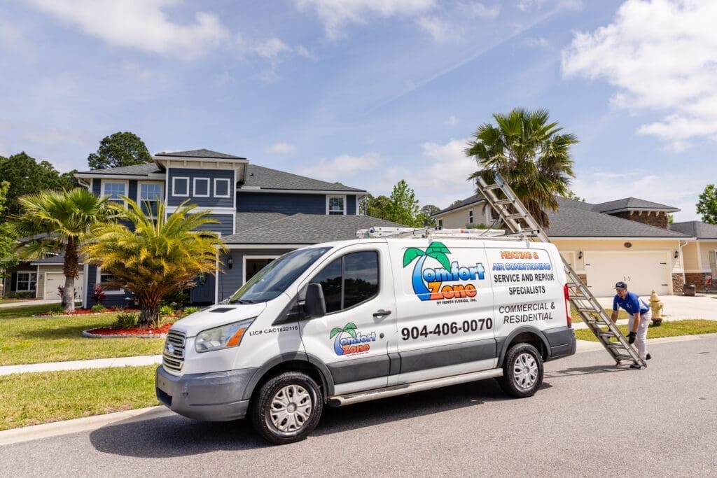 Comfort Zone N.F. HVAC van providing AC repair and maintenance service in Jacksonville, FL