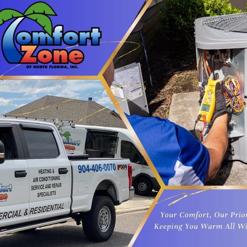 Air conditioning and heating repair with company logo
