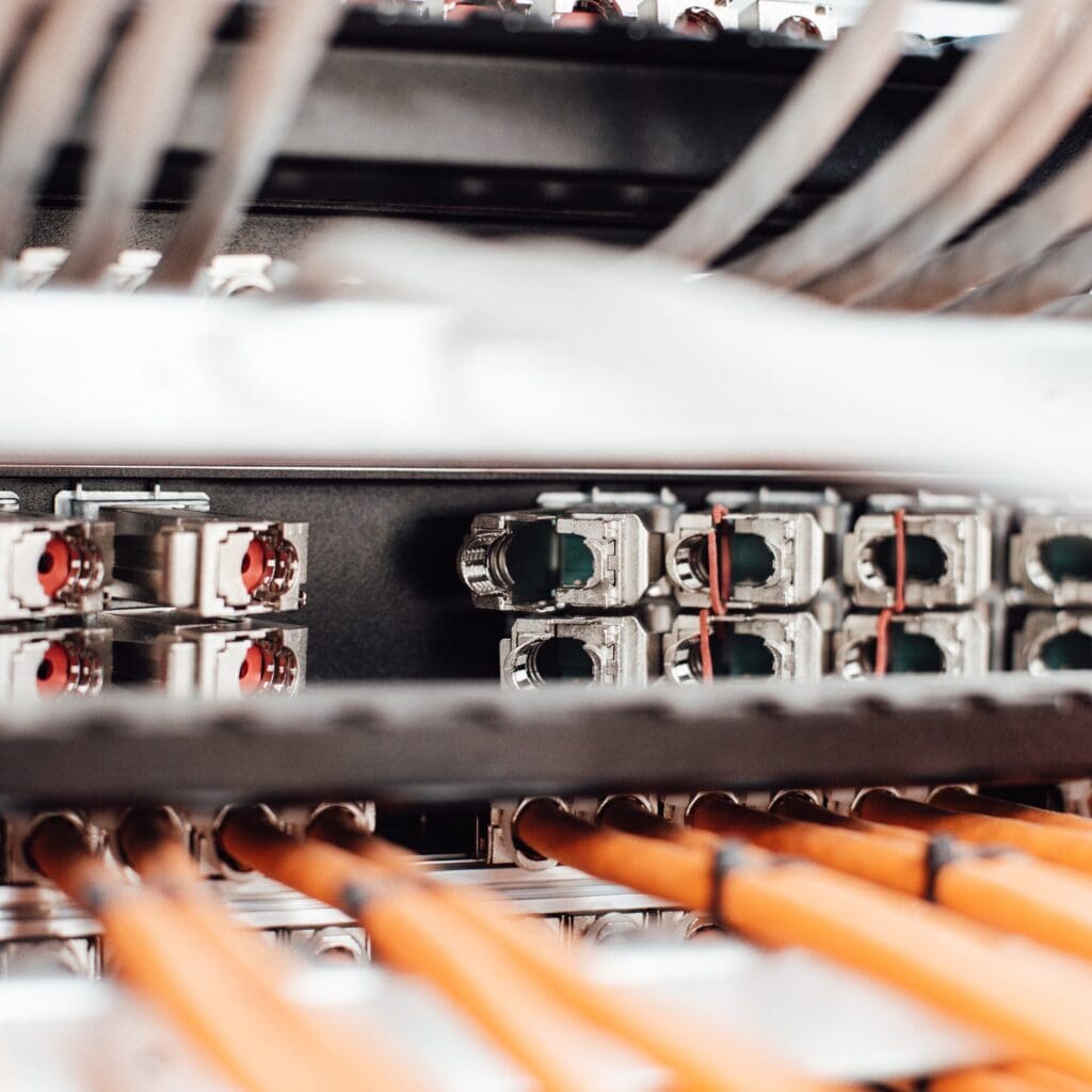 A close-up of the wires on an electrical panel, showing the connections and circuitry that power the system